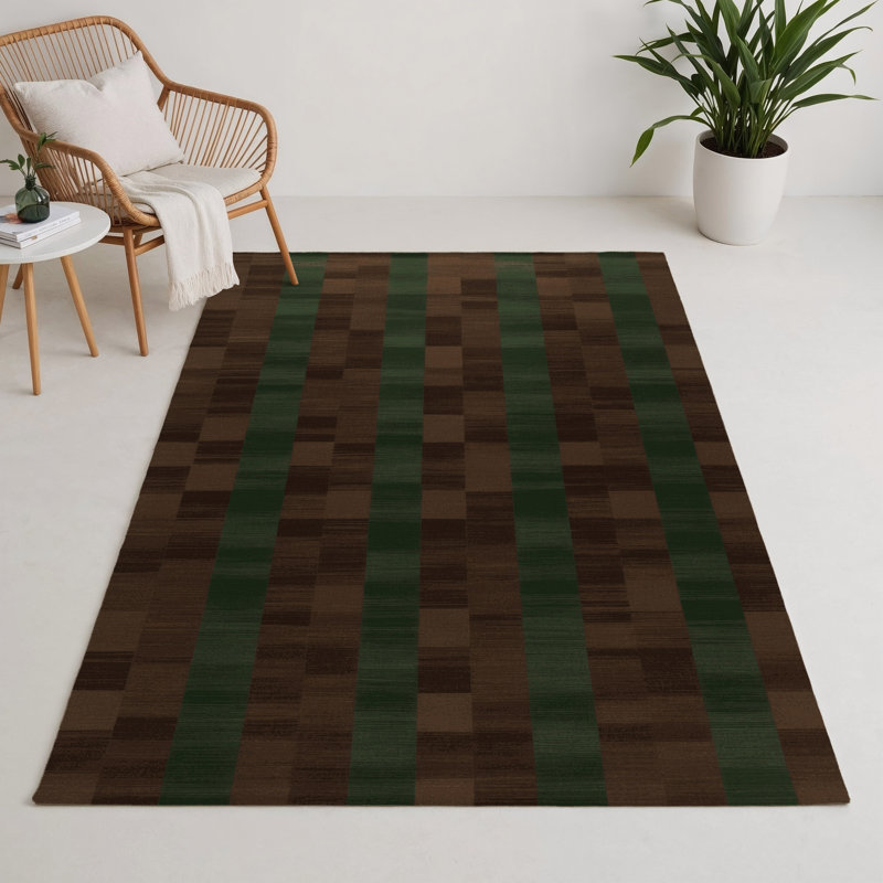 Tapis d'intérieur et d'extérieur à carreaux brun, Rectangulaire 3 pi x 5 pi