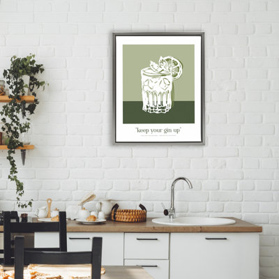 Cadre flottant vert Keep Your Gin Up, design par Lettré et doublé