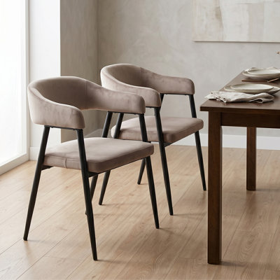 Chelsea Set of 2 Velvet Upholstered Dining Chairs with Black Metal Frame