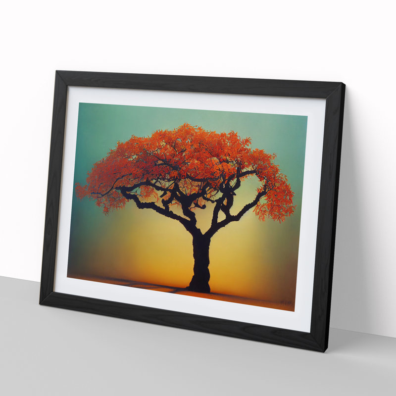 Pleasant Apple Tree 1 Piece Single Picture Frame Wall Art, 34cm H x 46cm W x 2cm D, Black Framed