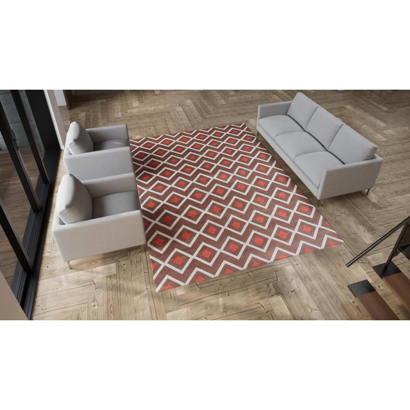Red & Brown Flatweave Cotton Rug - 8'10"" x 11'10""