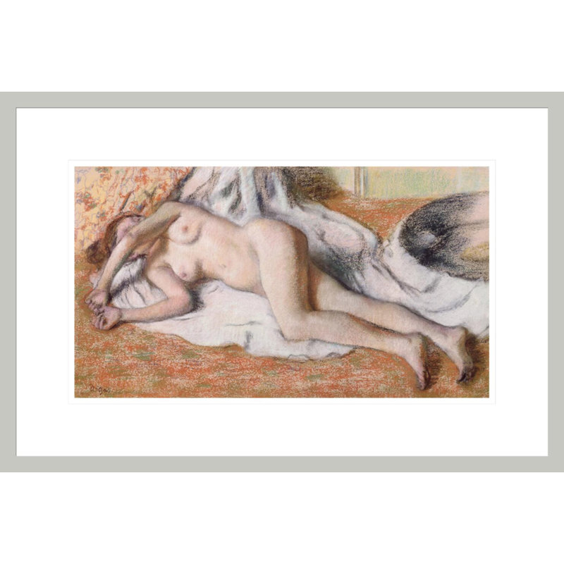 «After the Bath or Inclining Nude» par Edgar Degas, impression giclée encadrée, H 14,68 po x l 21,75 po