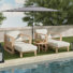 Darren Modern 37.75" W Coastal Solid Wood Chaise Lounge with Lumbar Pillow and Adjustable Backrest