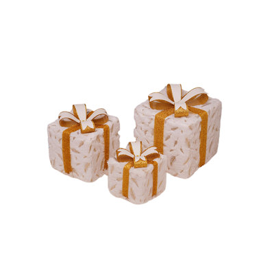 Christmas Light Box Remote Control Set Of 3 LED Gift Box Decoration Outdoor Elevated Christmas Box Gift Decoration Indoor Outdoor Terrace