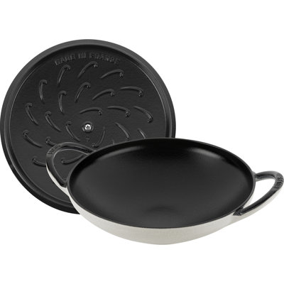 Staub Cast Iron 2-Qt Wok With Cast Iron Lid - White Truffle
