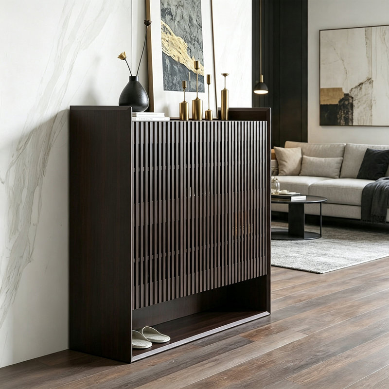 Armoire de rangement pour chaussures Grille, Walnut