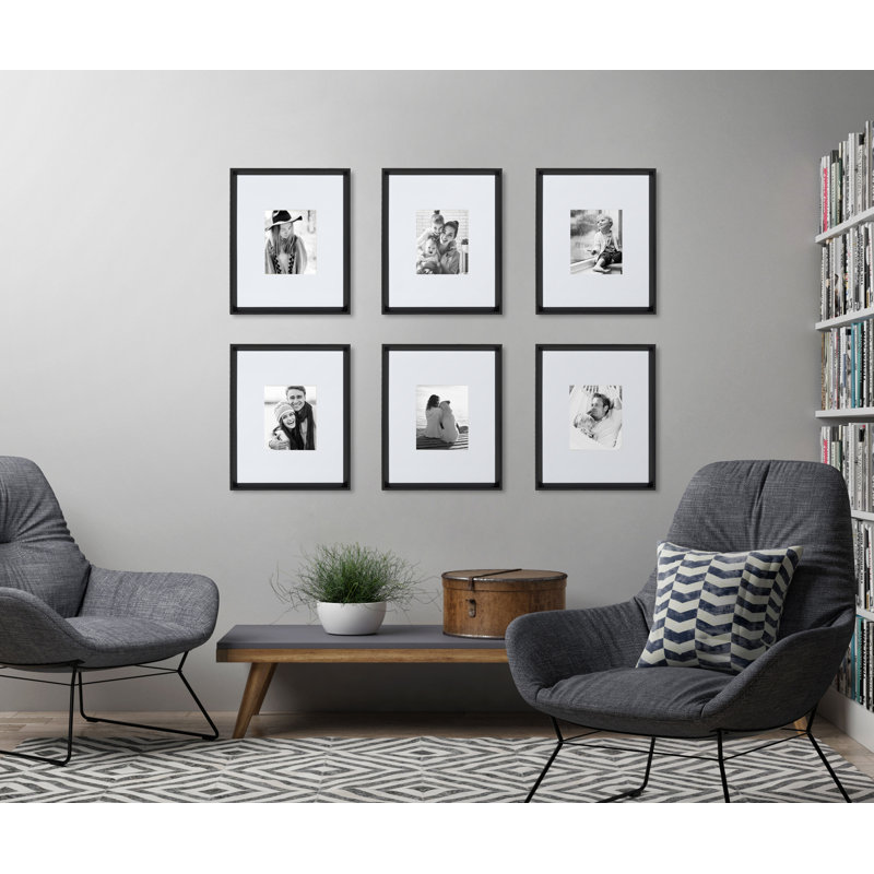 Baislee Matte Picture Frame - Set of 3 with Mat, Black