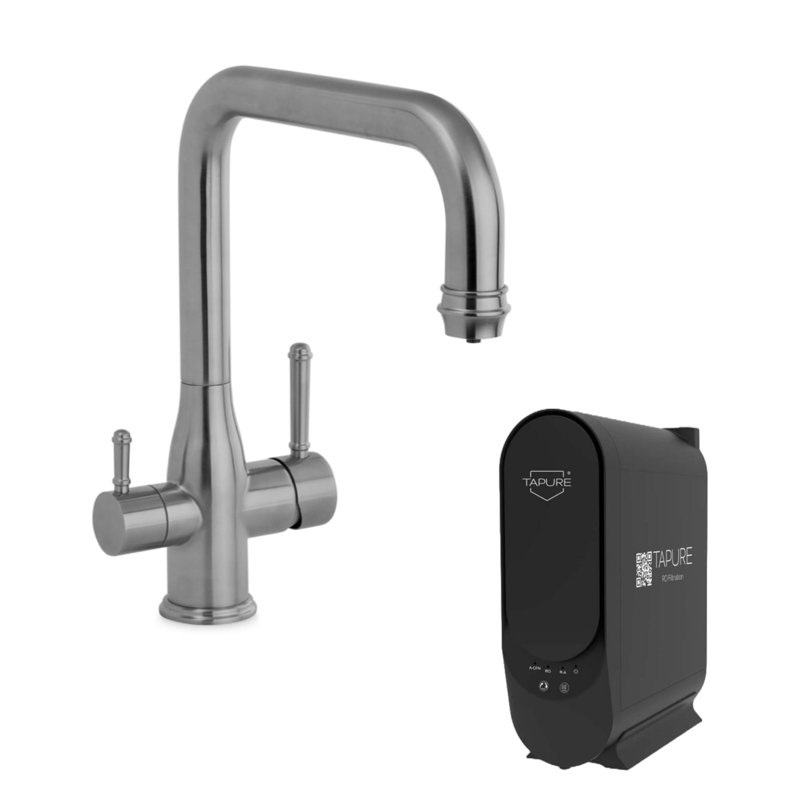 Stylish and Durable Hamworth Square 3-in-1 Tap Direct Flow Reverse Osmosis Elegant Water Purifier, Gun Metal