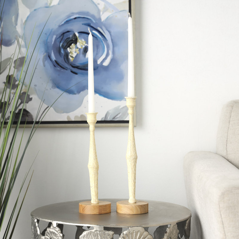 Bougeoir de table en aluminium, Crème