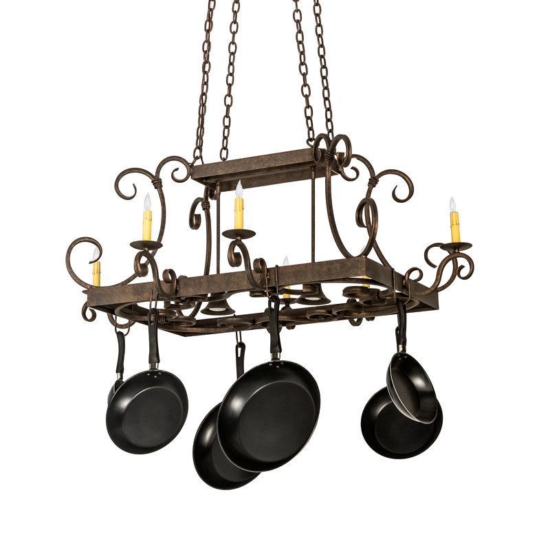 Caiden Handcrafted 6 Light Pot Rack