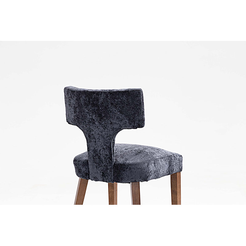 Ensemble de 2 chaises de salle à manger rembourrées en tissu, structure en bois franc, Gris