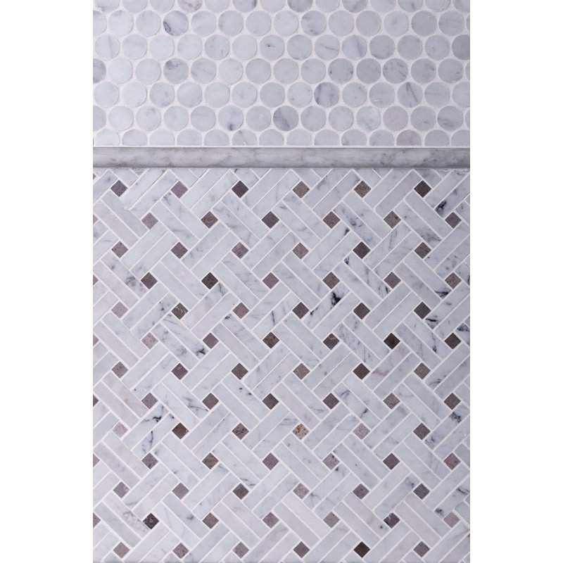 11.5" x 11.2" Natural Stone Mosaic Wall & Floor Tile, White