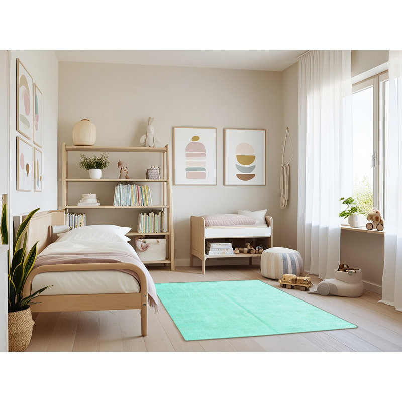 Tapis uni en laine / polyester de couleur unie fabriqué à la machine, Rectangle 4 pi x 6 pi
