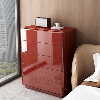 No handle design shiny drawer accent chest