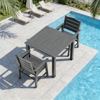 All-Weather Outdoor Dining Sets - Rust-Resistant Modern Outdoor Dining Sets For Backyard Garden Deck Poolside 1-Table 2-Chairs