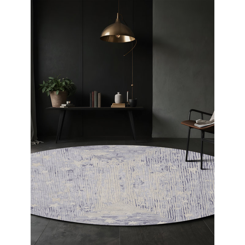 Machine Washable Gray Area Rug, Round 8'