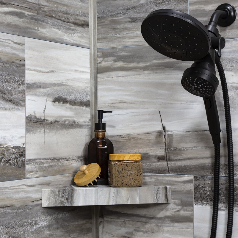 Palisade Vinyl Waterproof Corner Shower Shelf, Granite