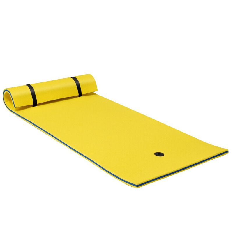 Floating Water Mat Pool Roll-up Floating Mattress W/ Rolling Pillow