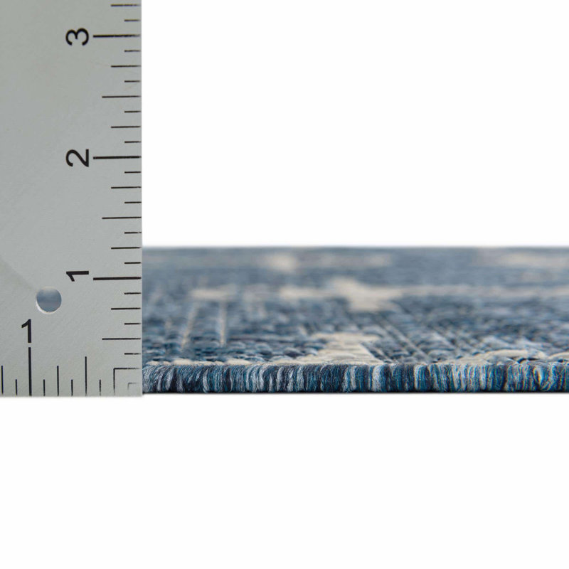 Glidden Blue Indoor/Outdoor Rug, Rectangle 5'3" x 7'1"