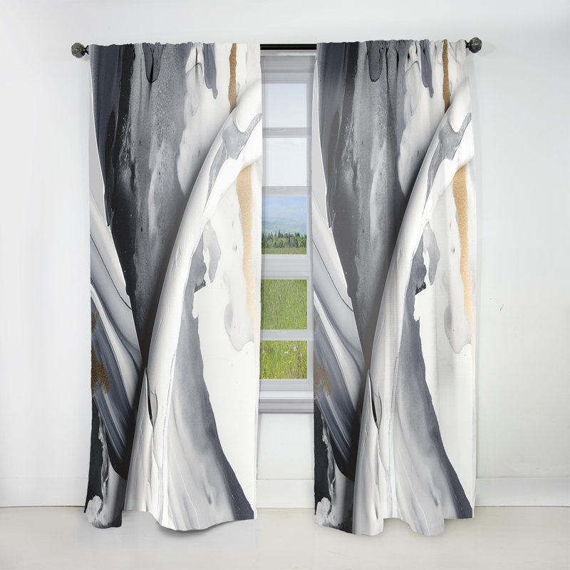 Eammon - peinture de marbre texturée IV - rideau en velours moderne - obscurcissant - 1 panneau, L 52 po x L 120 po