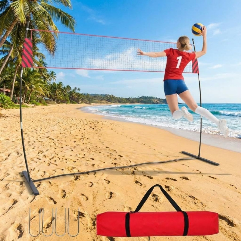 Ensemble de filet de volleyball autoportant - 6 m, hauteur réglable 7,4 pi - 8 pi