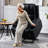 Recliner Chair PU Leather for Elderly with Massage Heating,Electric Lounge Sofa Armchair with Deep Upholstered Seat ,2 Cup Holders ,Side Storage Pocket ,for Living Room, Capacity 400 Lbs, Black-2145817423-2145817422