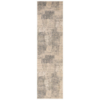 Nemahan Transitional Abstract Durable Performance Beige/Grey Runner Rug