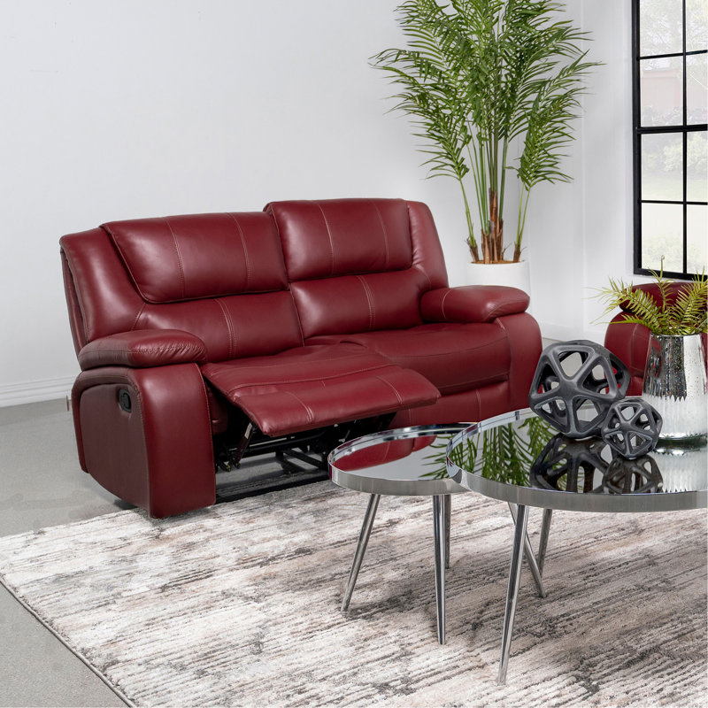 Red Upholstered Motion Reclining Loveseat, Red