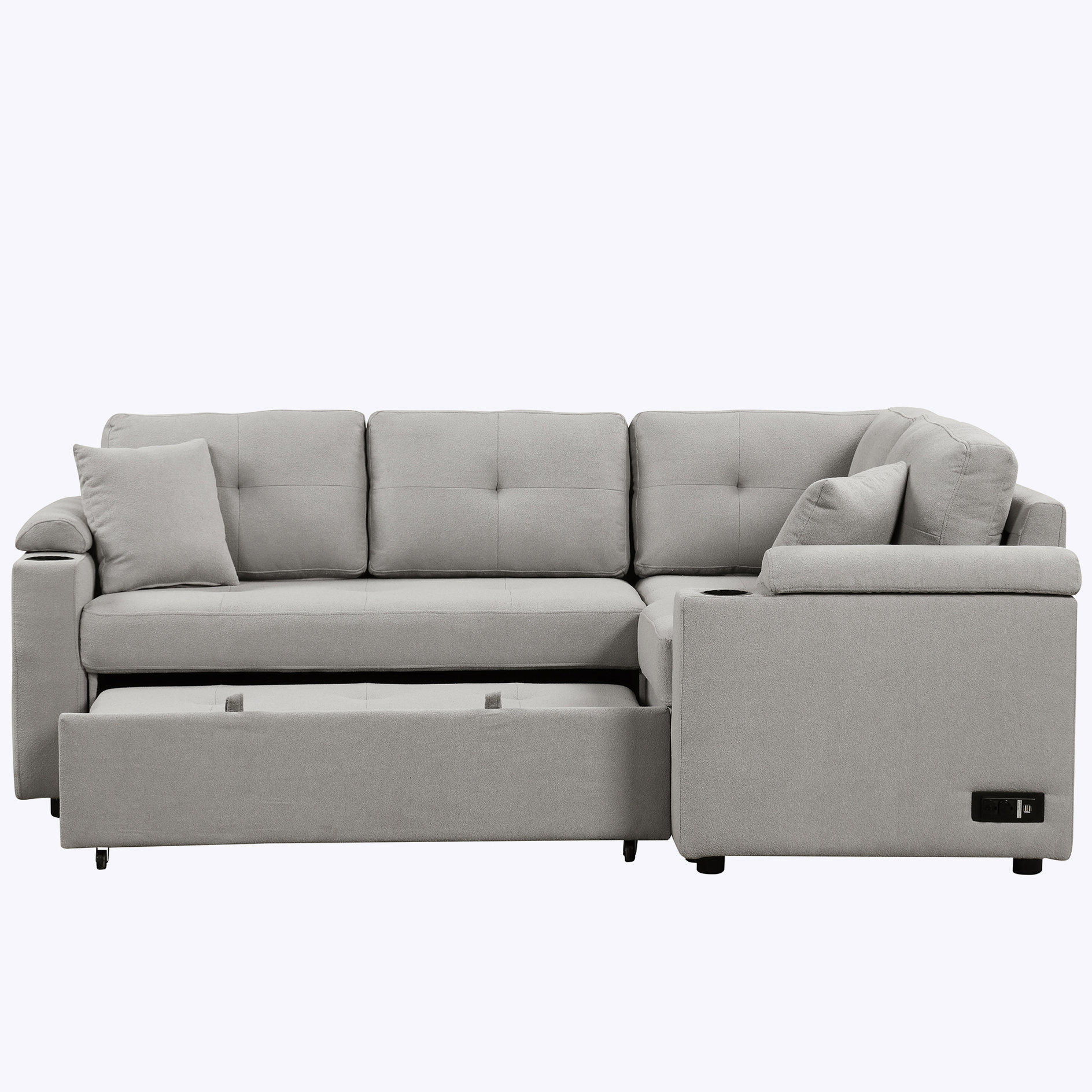 Latitude Run® Pull-out Sleeper Sofa with Wheels, USB Ports, Power ...