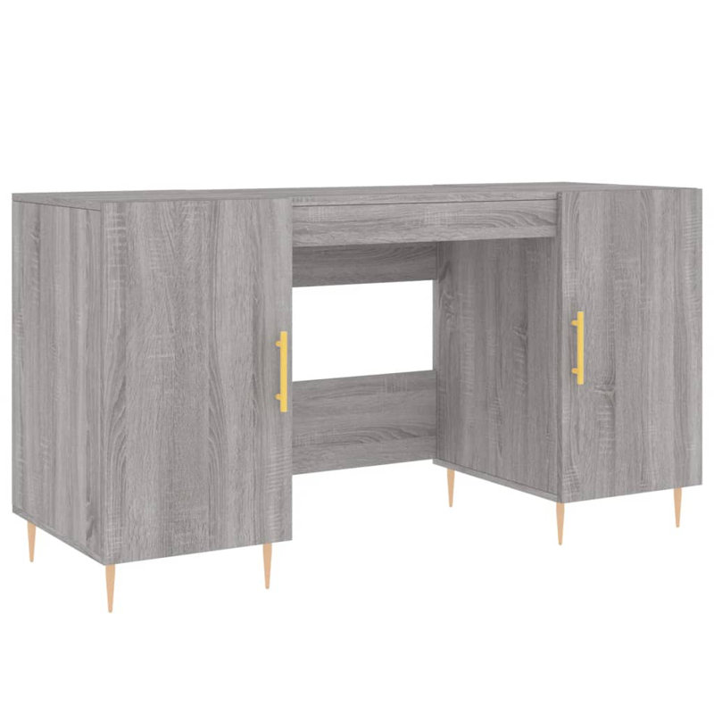 Fidler Metal Base Writing Desk, Grey Sonoma/Gold