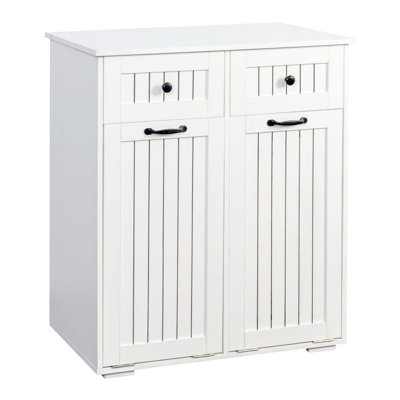 Armoire à linge blanche 31,5 po avec 2 paniers amovibles et 2 tiroirs