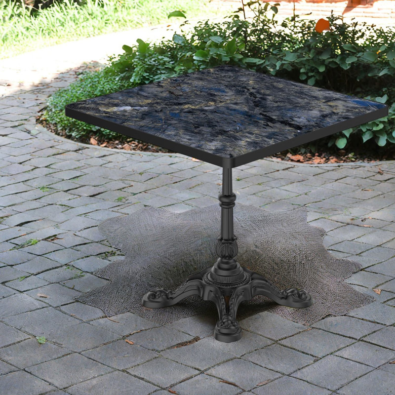 Tables de patio durables, 80 cm (31,5 po) en métal et pierre frittée, style moderne pour les repas en plein air