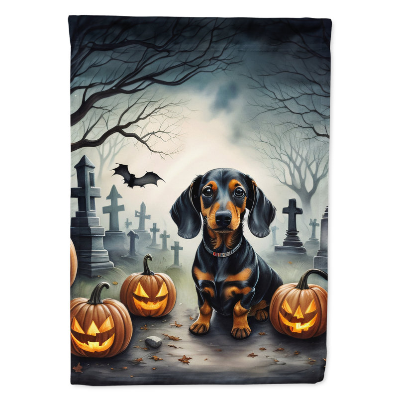 Drapeau teckel de la maison d'Halloween effrayant