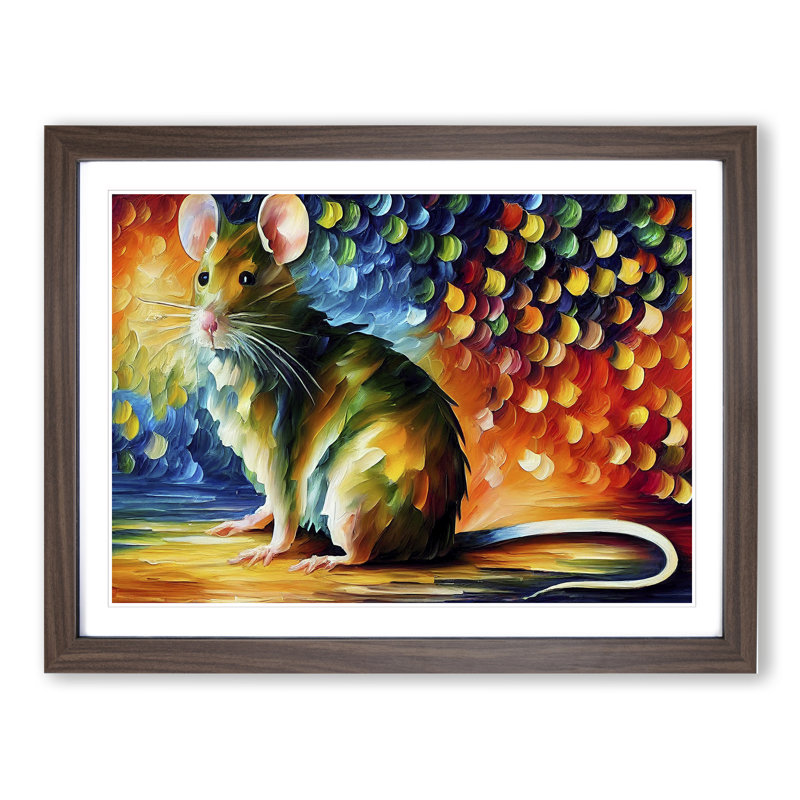 Rat Abstract - Single Picture Frame Painting, 34cm H x 46cm W x 2cm D, Walnut