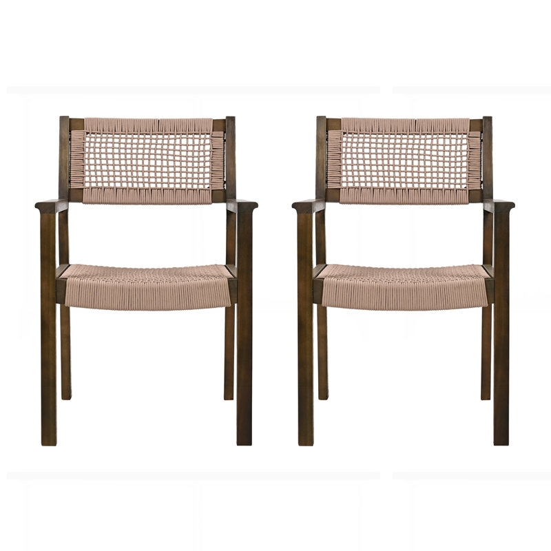 Chaise tressée, Gris foncé / teck