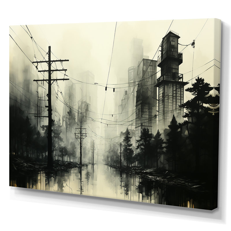 Lignes électriques Vinatige, H 34 po x l 44 po x P 1,5 po, Toile tendue