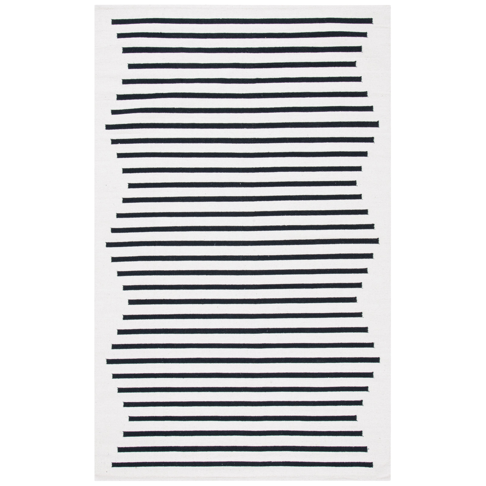 Mando Handmade Cotton Ivory/Black Rug, Rectangle 4' x 6'
