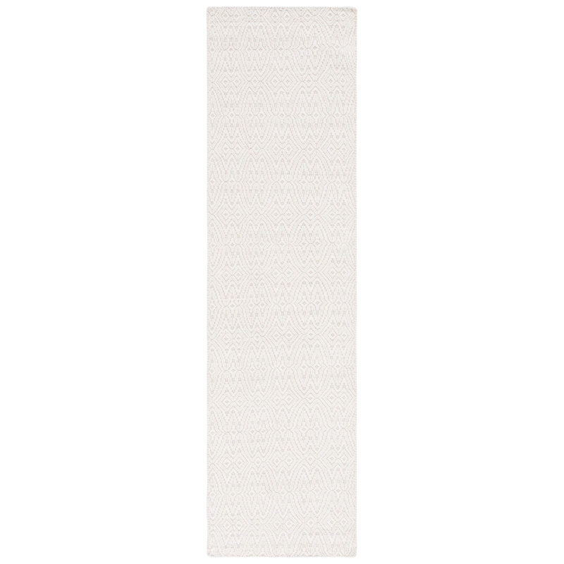 Martha Stewart 9602 Hand Loomed Wool/Cotton Damask Rug in Ivory, Runner 2'3" x 9'