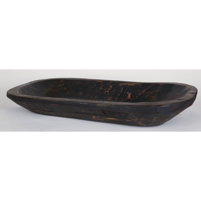 Bol décoratif peint en bois rustique, Noir