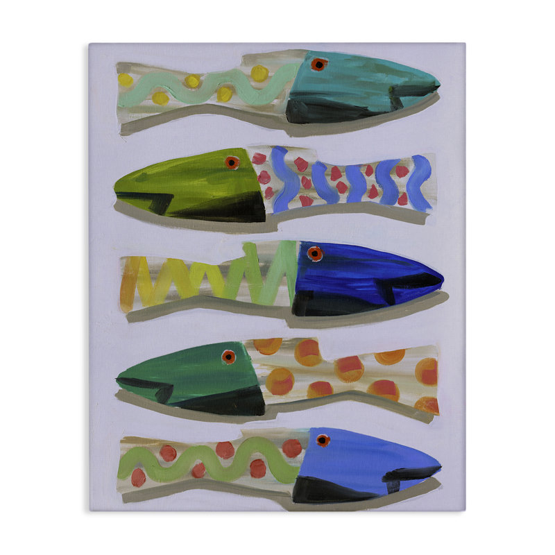 «Wooden Fish Designs», art mural sur toile par Jenny Westenhofer, H 48 po x l 36 po