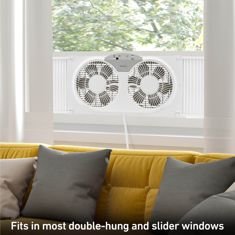 White Remote Controlled Reversible Twin-Blade Window Fan