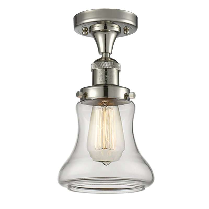 Plafonnier semi-encastré à 1 lumière Edda, Transparent, Ampoule DEL 6 watts Vinage, Nickel poli