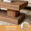 Table basse en bois massif naturel avec plateau épais et double piètement - Design rustique minimaliste-835966615