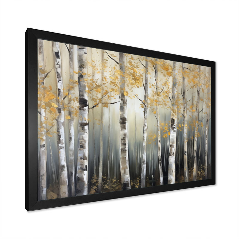 «Pols Birch Tree Forest Wonderland IV», reproduction sur toile, H 24 po x l 32 po x P 1 po, Cadre photo noir