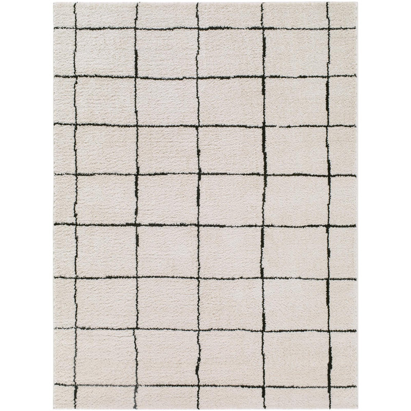 Tapis tissé à la machine ELLE Decor X Livabliss Schaefer, Rectangle 7 pi 10 po x 10 pi, Crème/noir