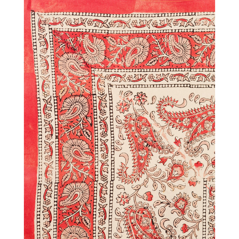 Floral 100% Cotton Tablecloth, Salmon, 108" x 90"