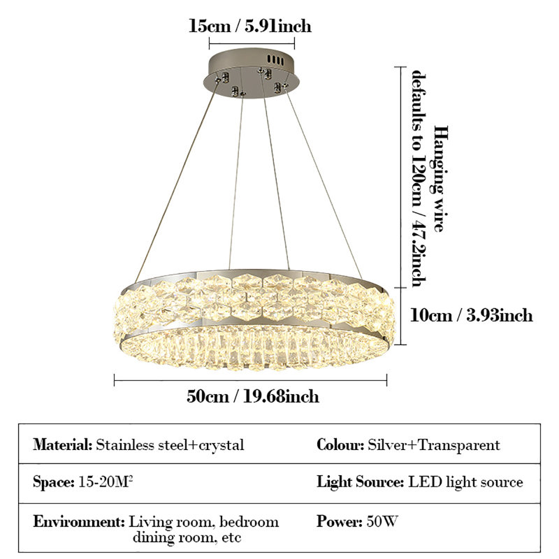 1 - Light LED Chandelier, Silver