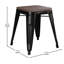 Tabouret de table intérieur en métal empilable de 18 po avec siège en bois Alsadig-627681967