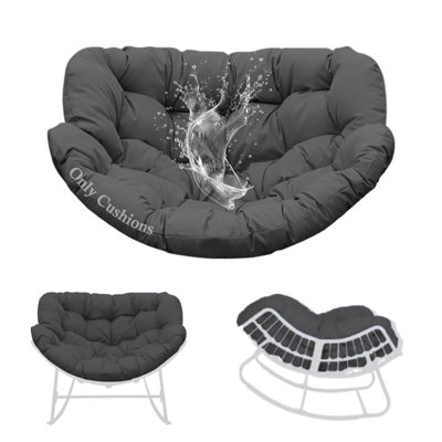Coussin de chaise berçante de 6 po d'épaisseur avec attaches, coussin de siège Papasan imperméable et résistant à la décoloration pour le patio, le porche et l'intérieur