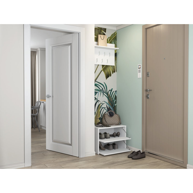 6 Pair Shoe Storage Cabinet, White